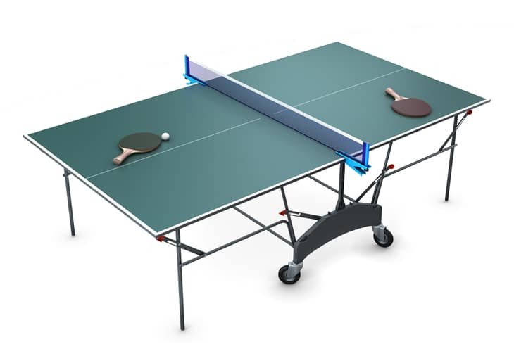 table tennis table with paddle